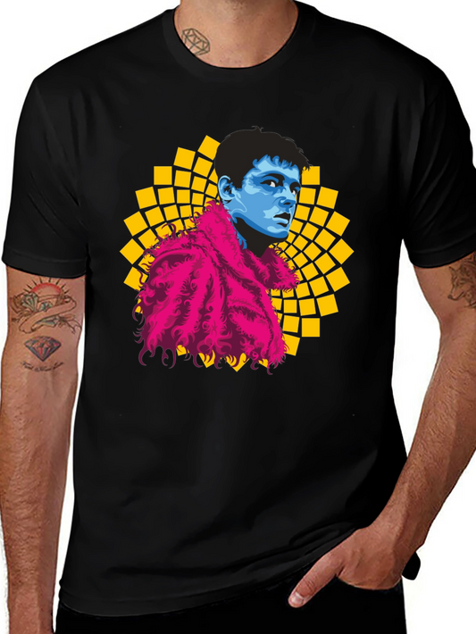Retro Pop Art Graphic Tee - Mens Black T-Shirt