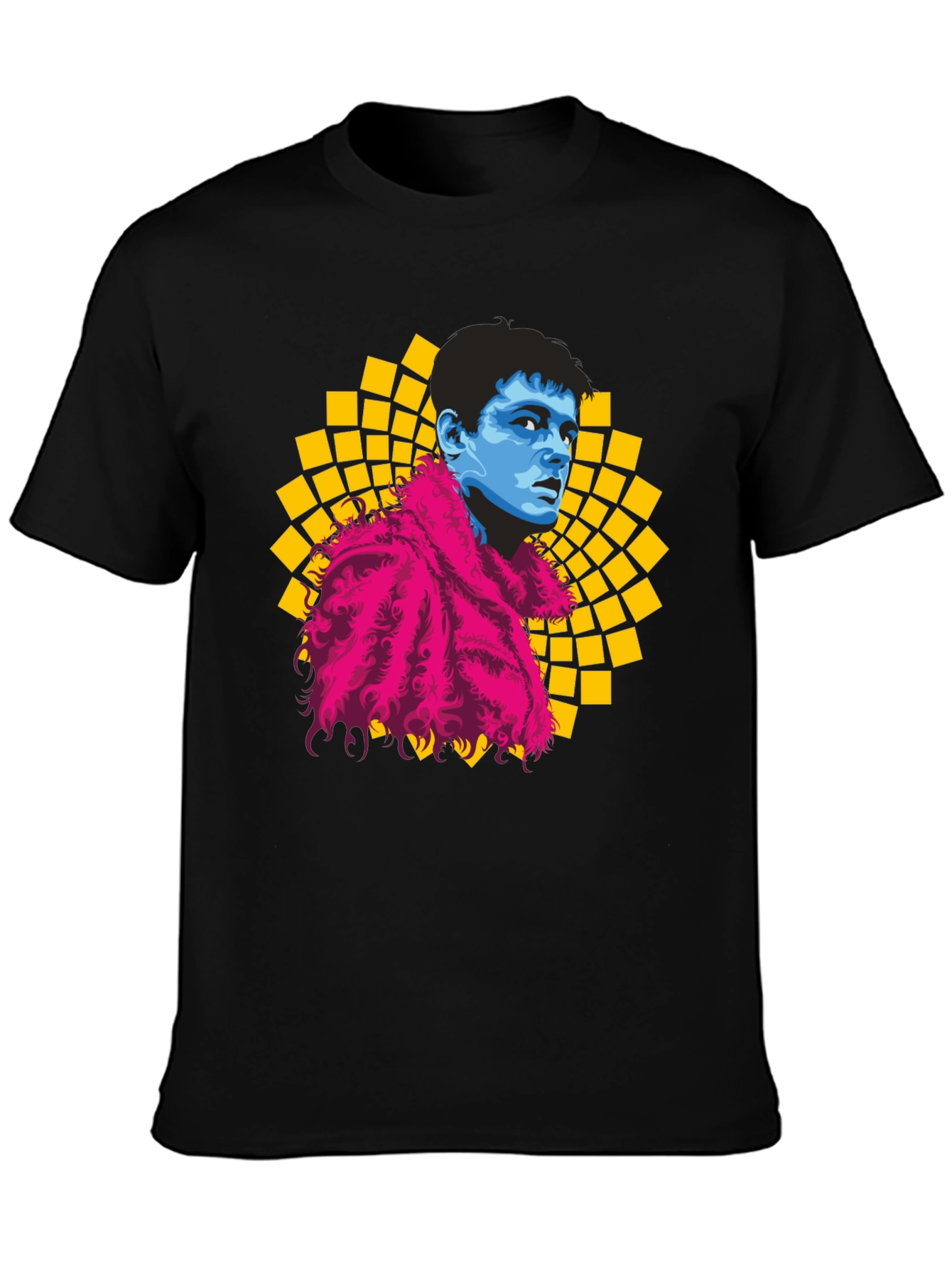 Retro Pop Art Graphic Tee - Mens Black T-Shirt