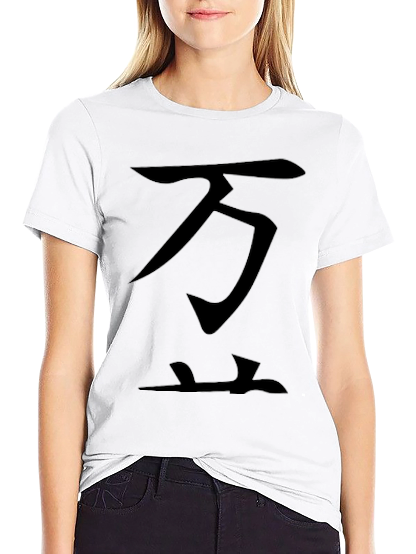 Black T-Shirt with Asian Character Design