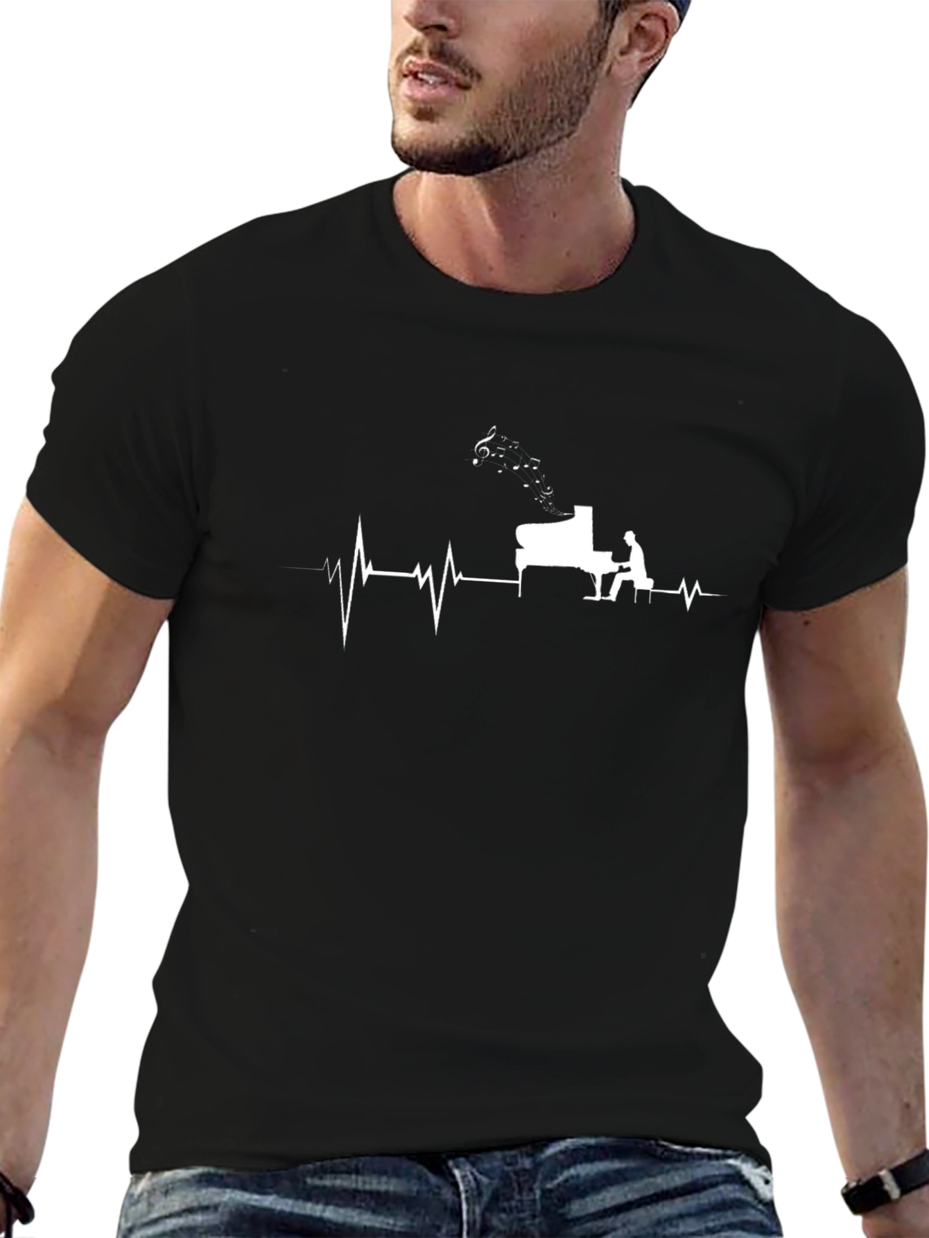 Piano Heartbeat T-Shirt - Music Lover Tee