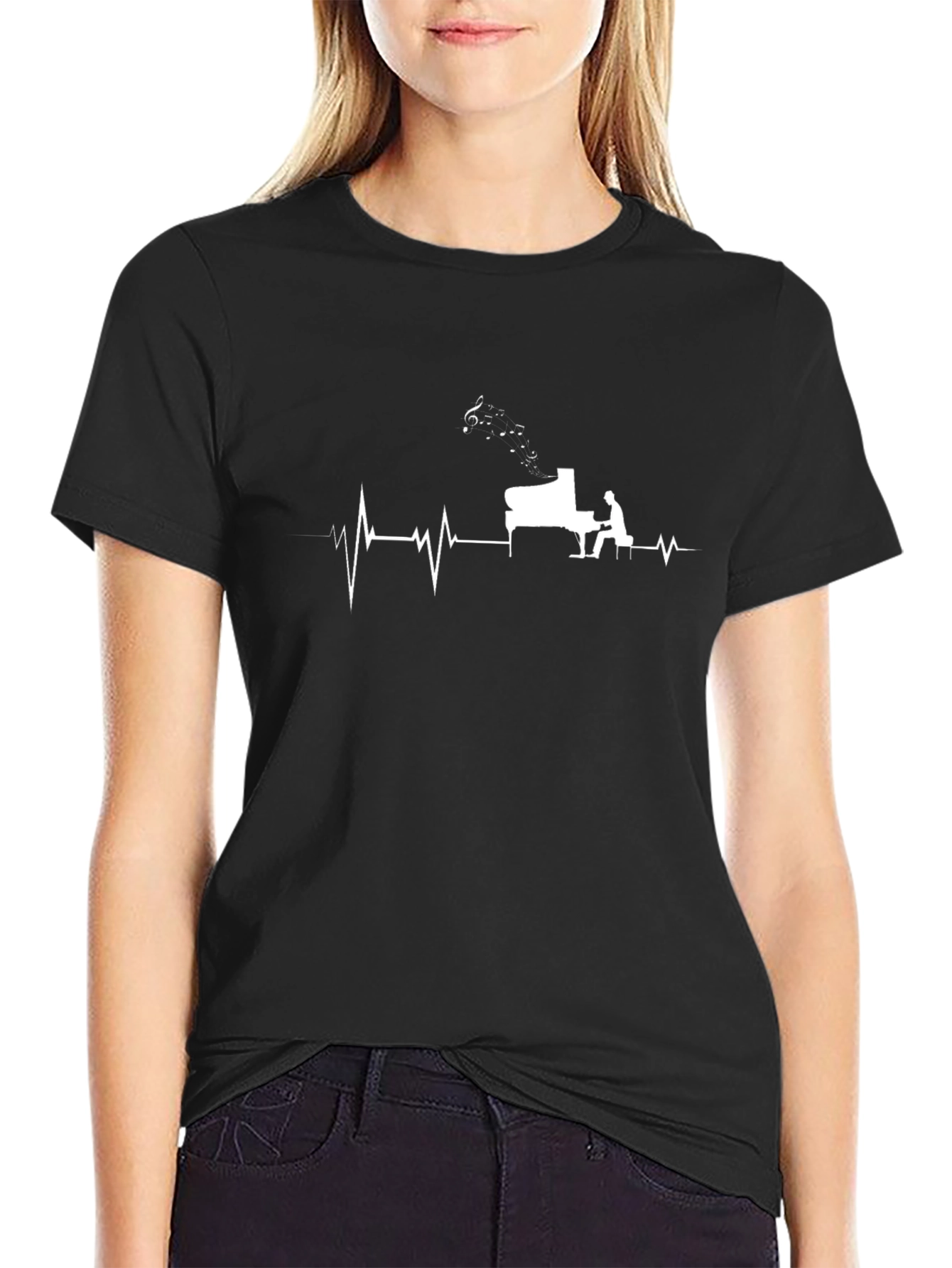 Piano Heartbeat T-Shirt - Music Lover Tee