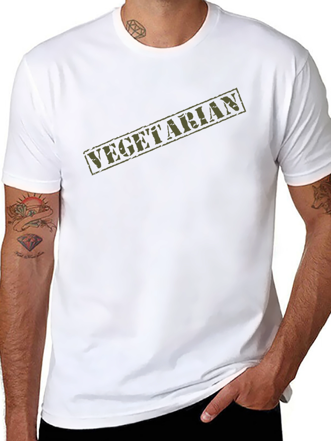 Vegetarian Graphic Print Black T-Shirt