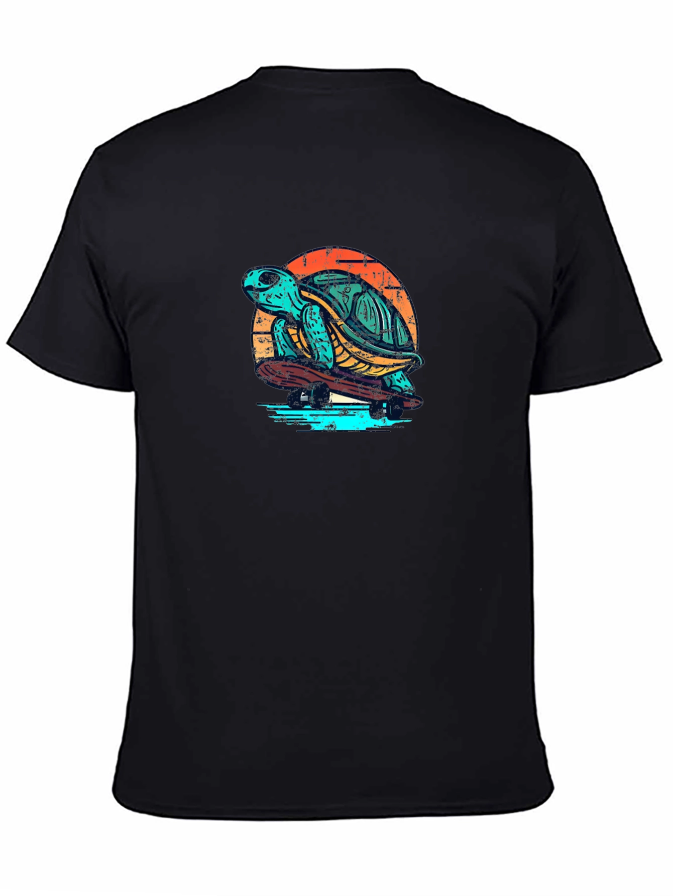 Skateboarding Turtle Graphic Tee - Black