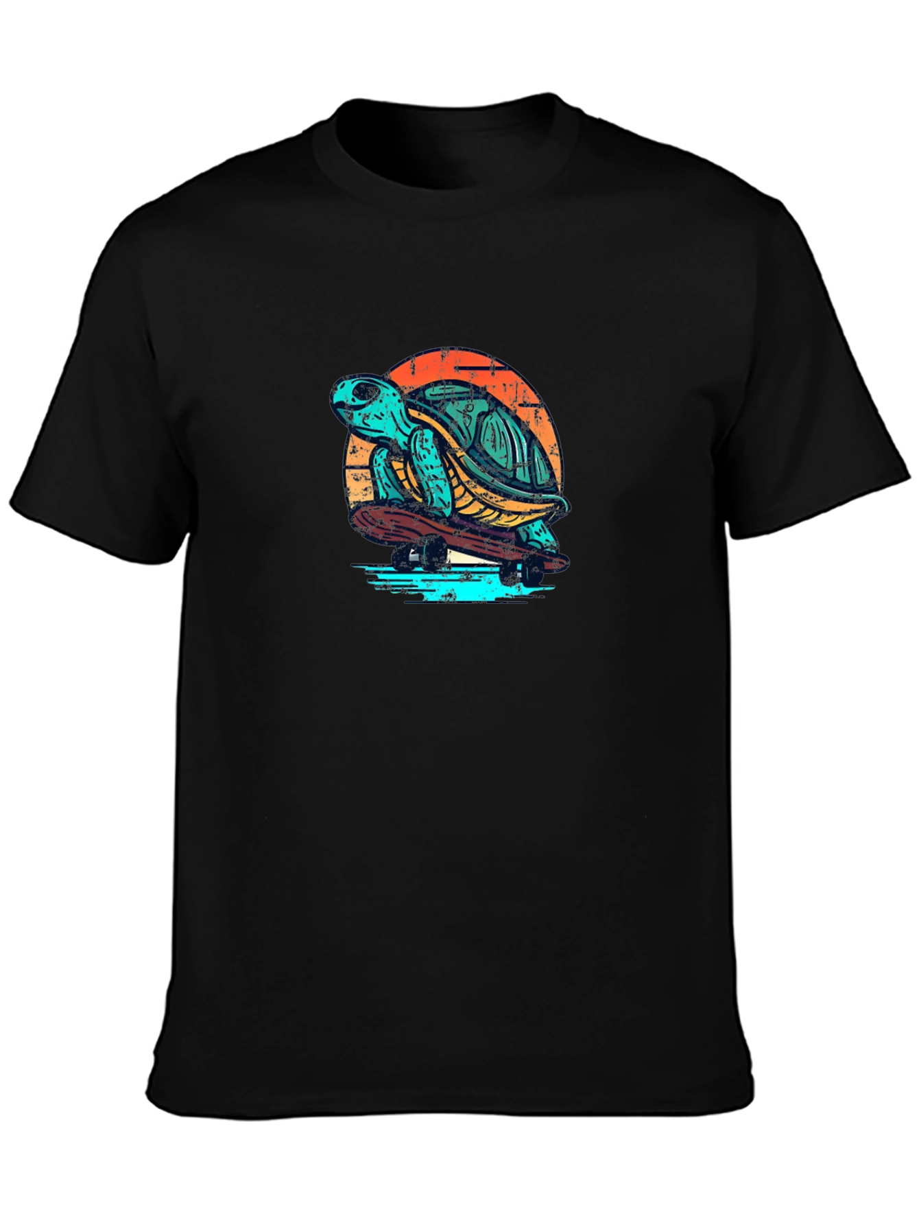 Skateboarding Turtle Graphic Tee - Black