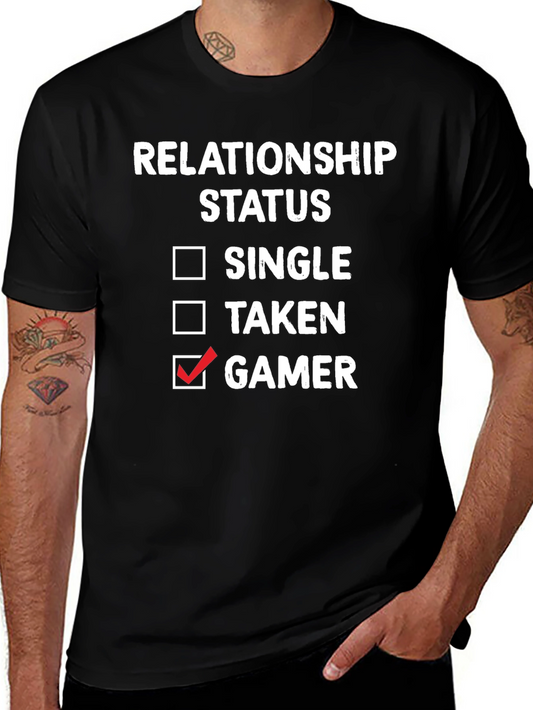 Gamer Relationship Status T-Shirt - Single Taken Gamer Tee