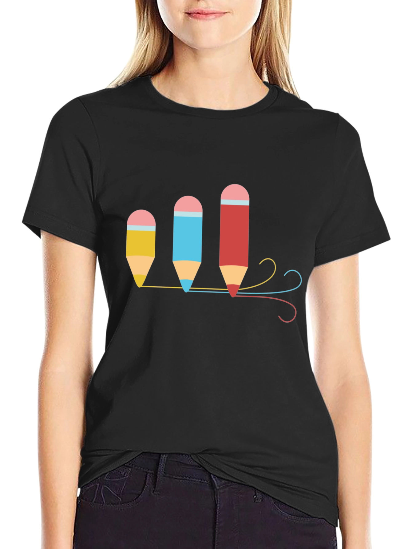 Colorful Pencils Graphic T-Shirt