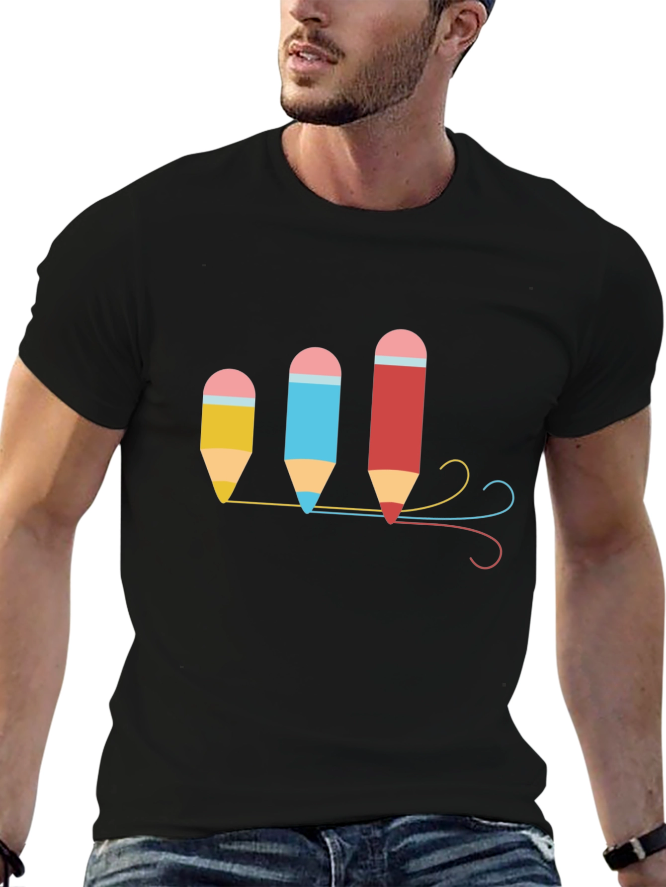 Colorful Pencils Graphic T-Shirt