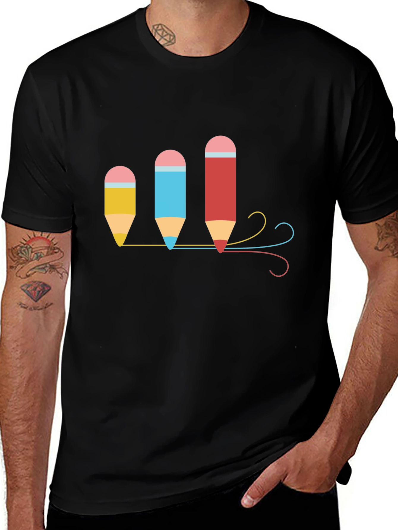 Colorful Pencils Graphic T-Shirt
