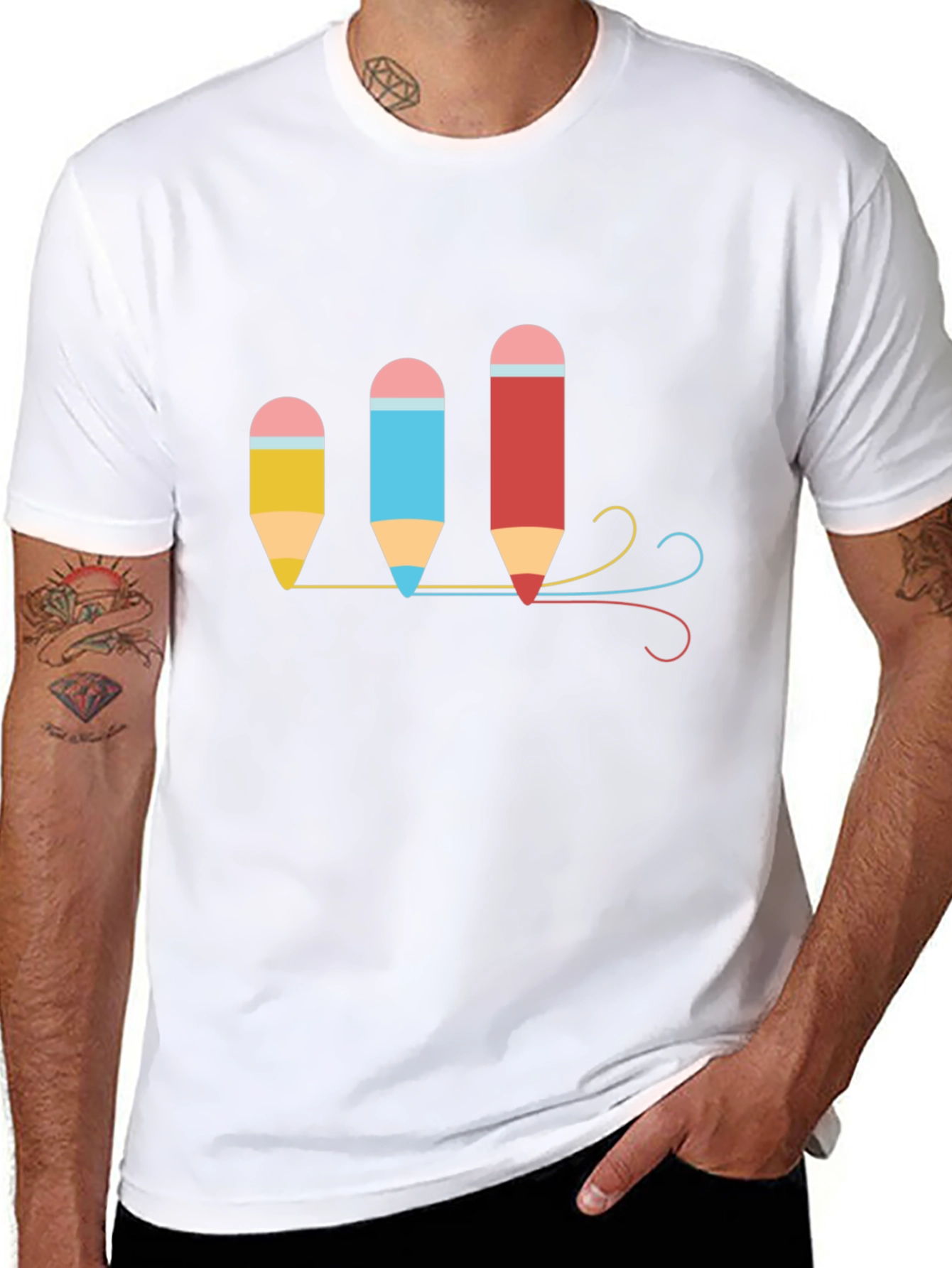 Colorful Pencils Graphic T-Shirt