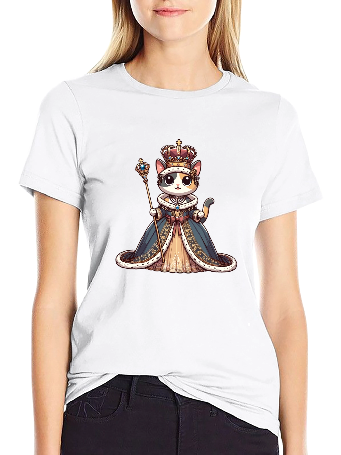 Cat Queen Graphic Tee - Royal Feline Style