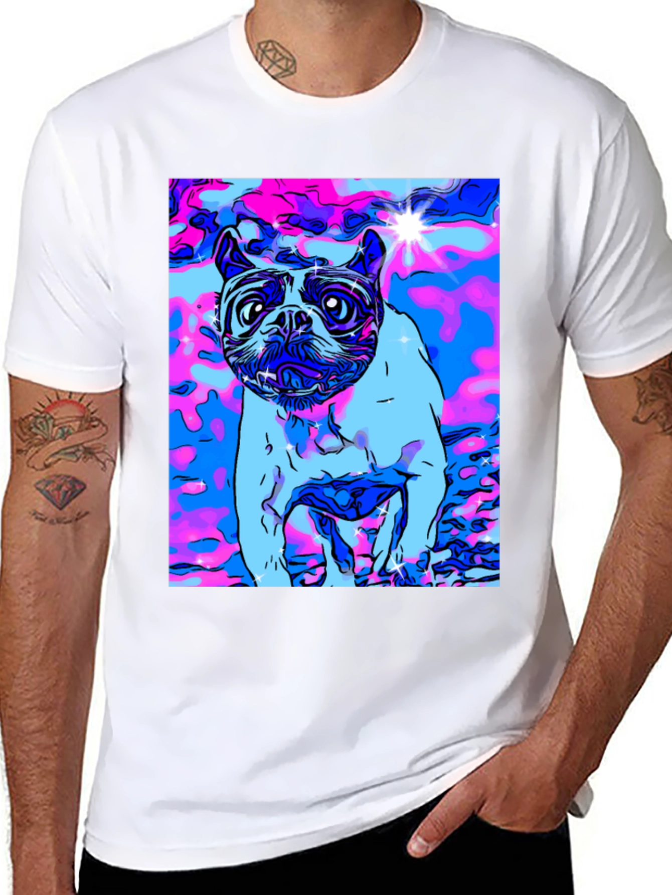 Psychedelic Dog Graphic T-Shirt