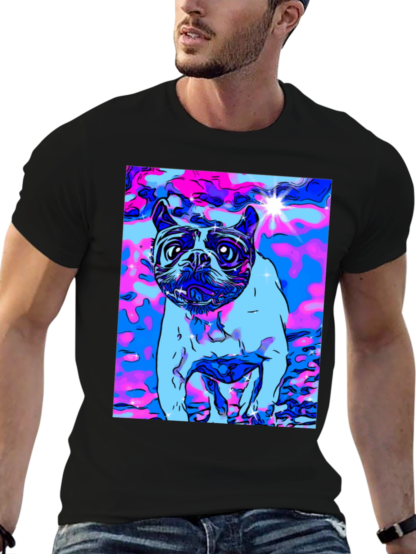 Psychedelic Dog Graphic T-Shirt