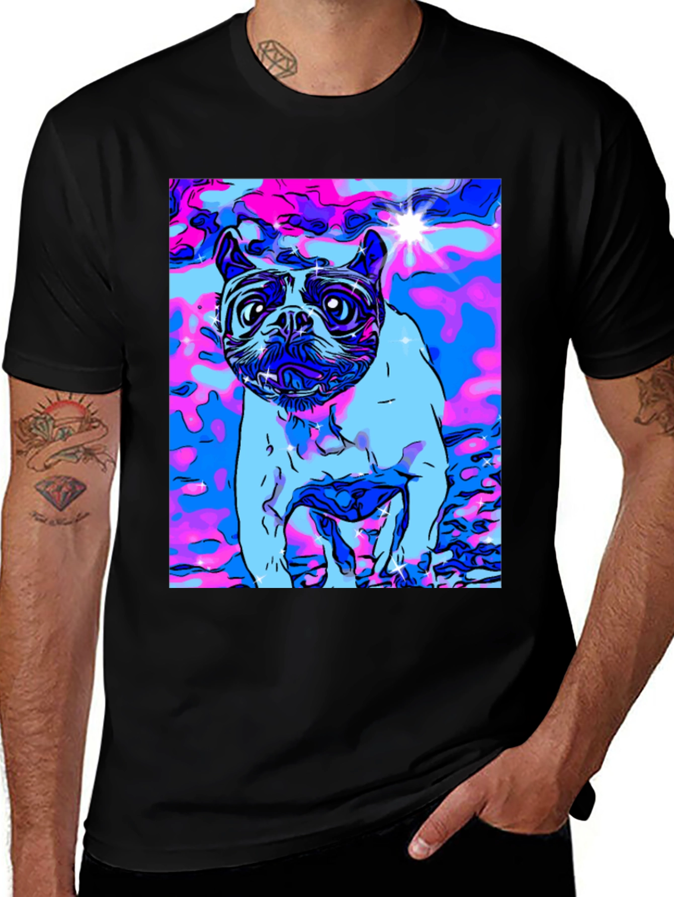 Psychedelic Dog Graphic T-Shirt