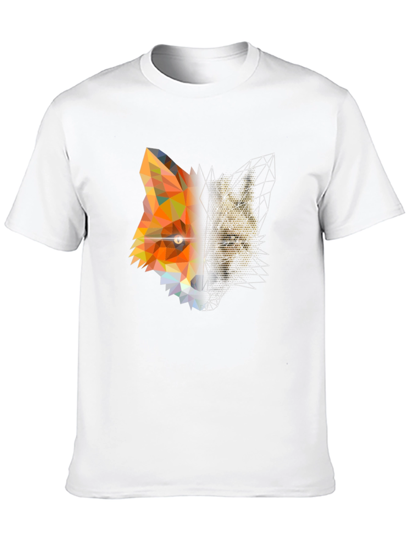 Geometric Fox Graphic Print Black T-Shirt