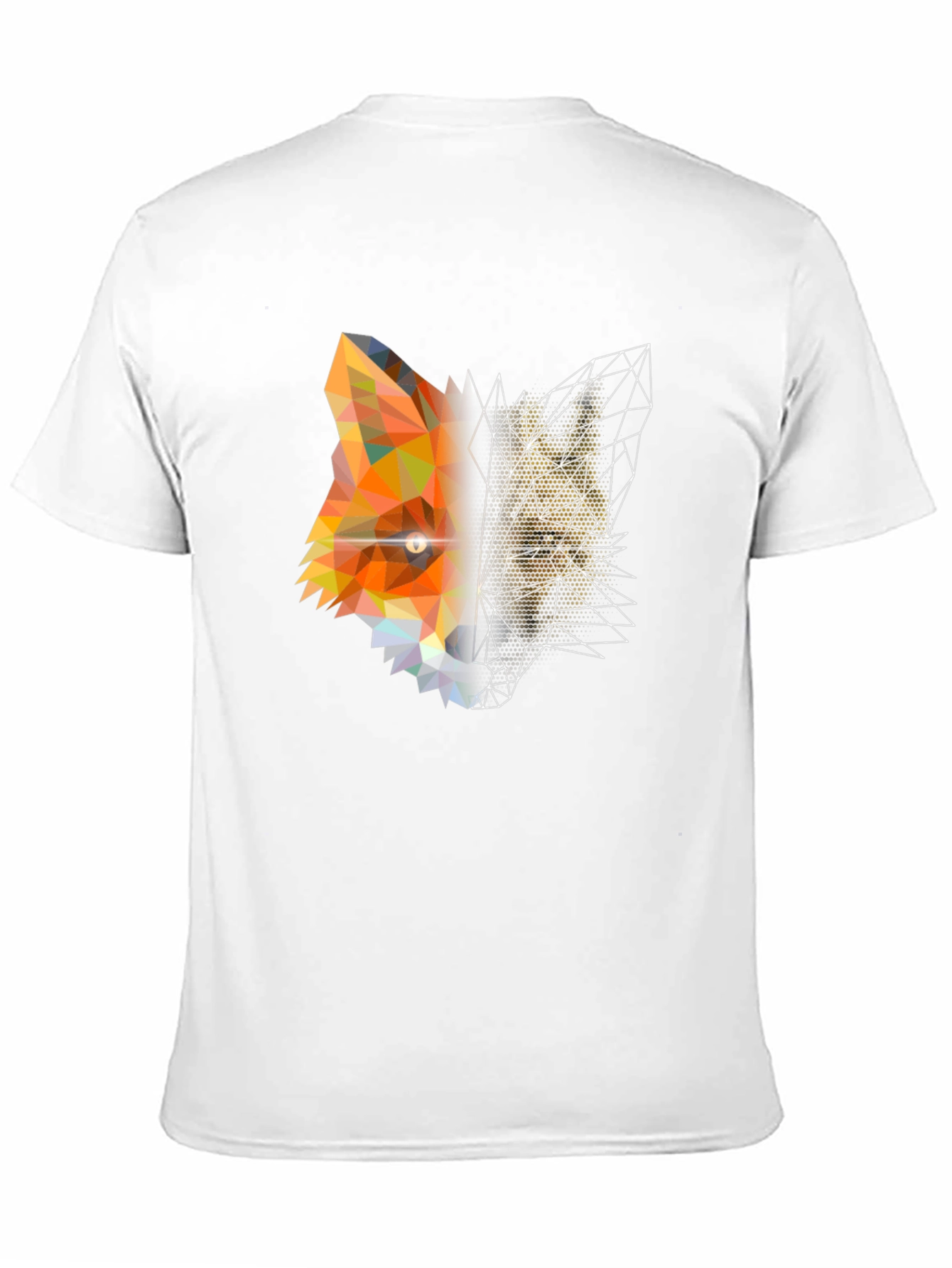 Geometric Fox Graphic Print Black T-Shirt