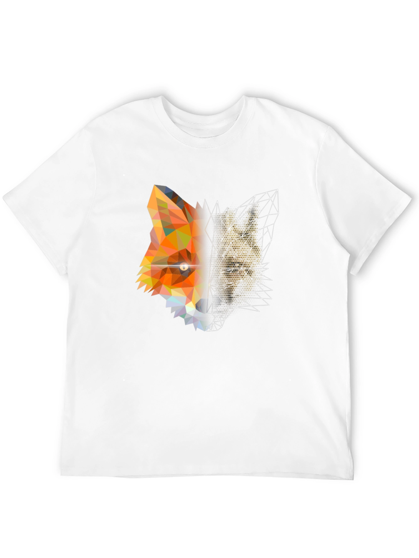 Geometric Fox Graphic Print Black T-Shirt