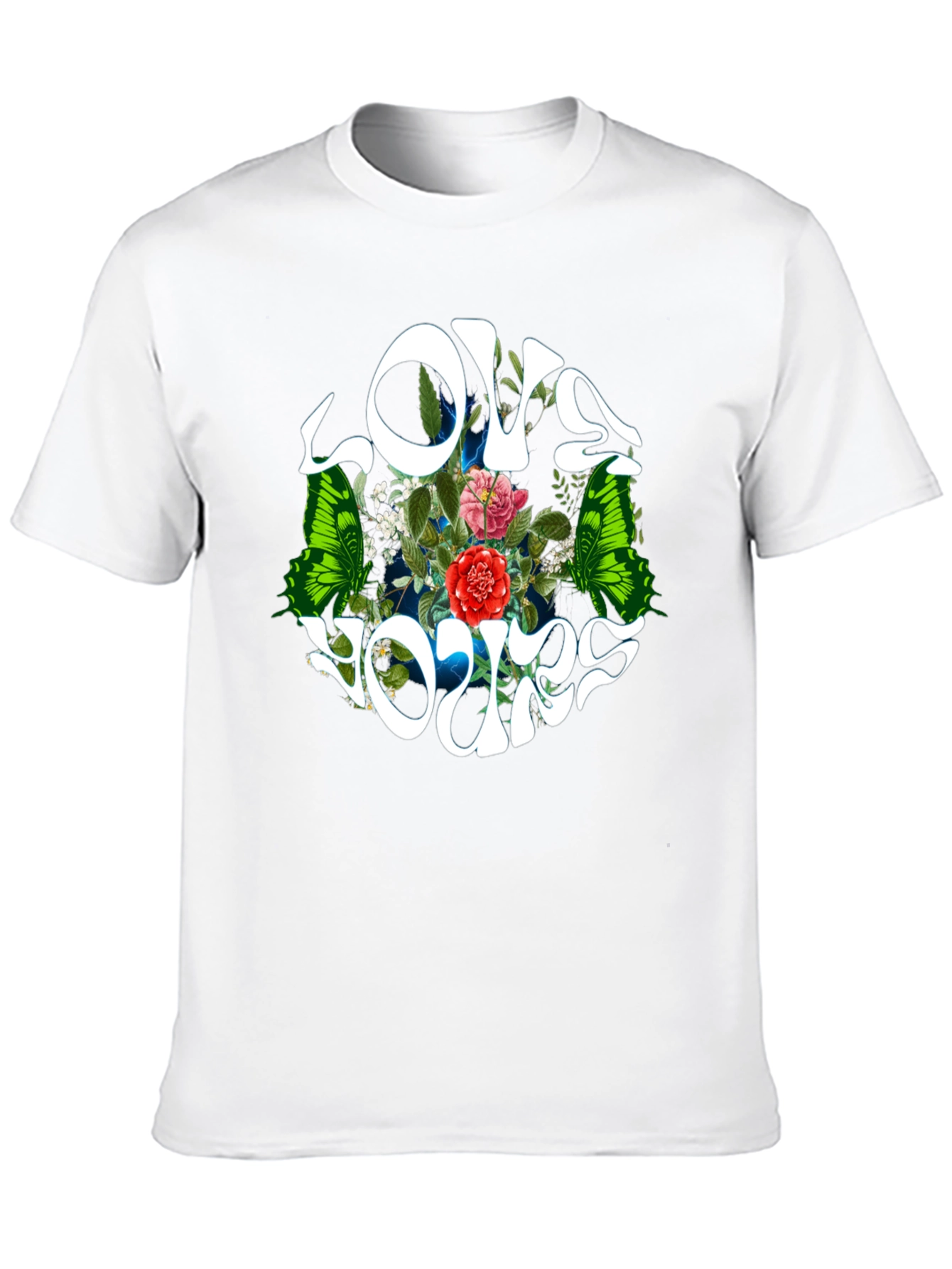 Love Yours Floral Butterfly Black T-Shirt