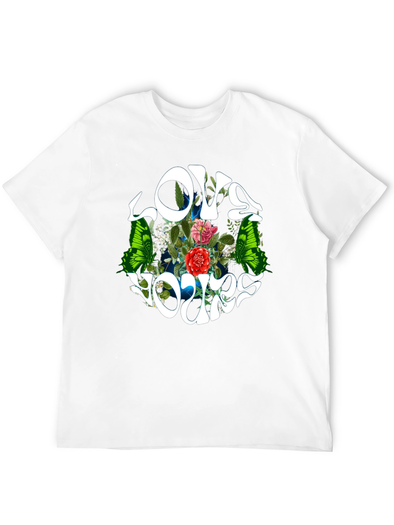 Love Yours Floral Butterfly Black T-Shirt