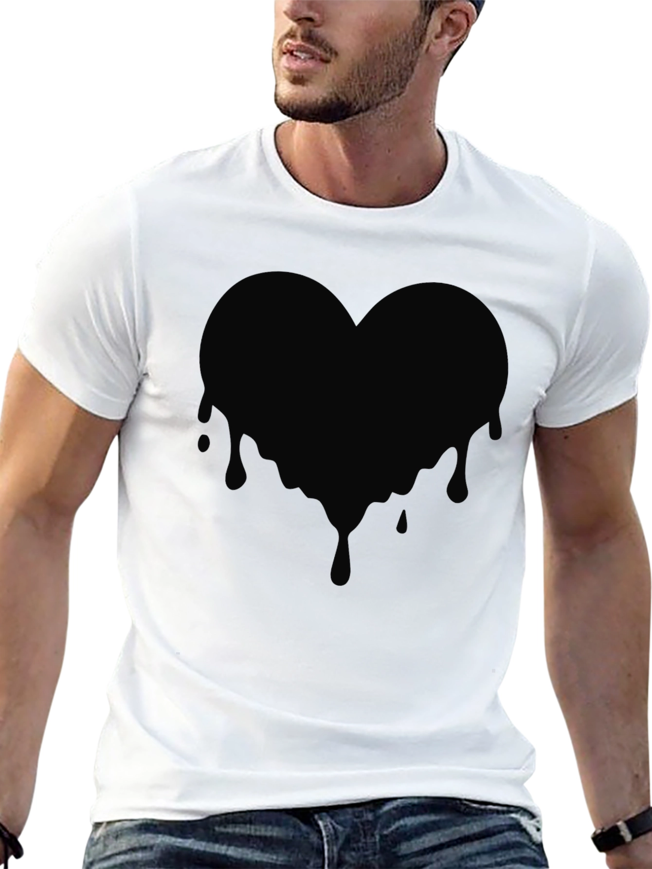 Black Dripping Heart Graphic T-Shirt
