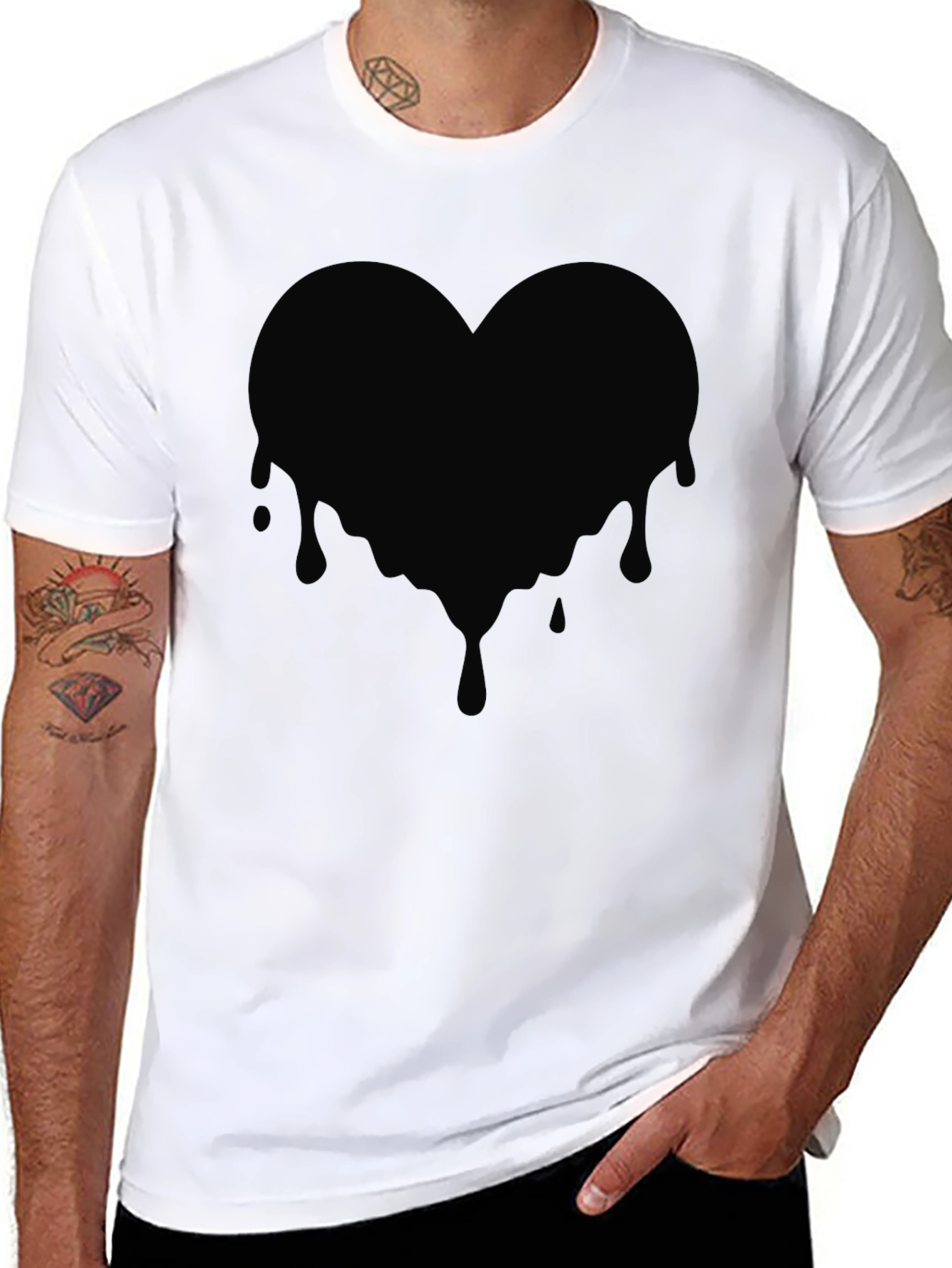 Black Dripping Heart Graphic T-Shirt