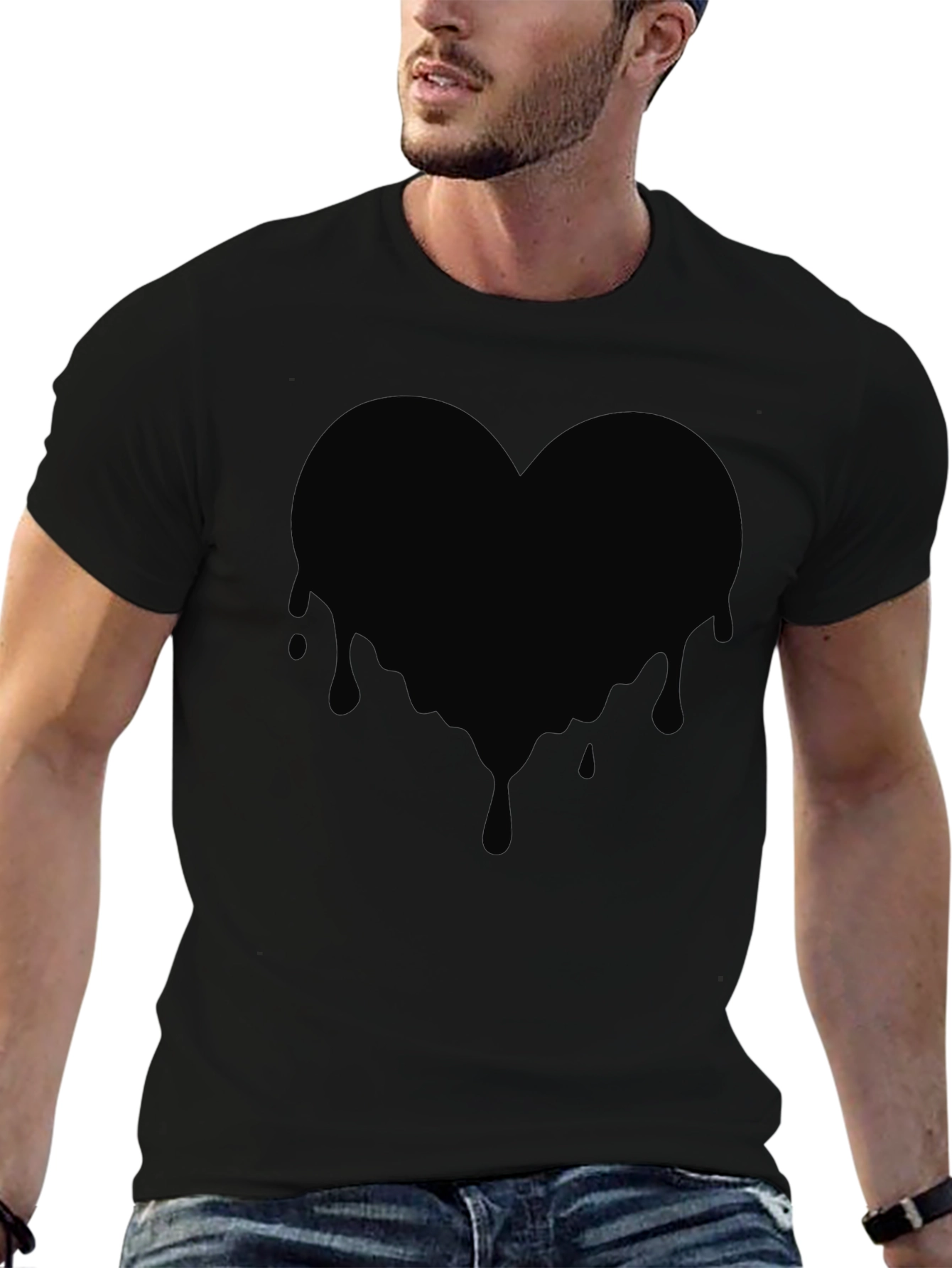 Black Dripping Heart Graphic T-Shirt