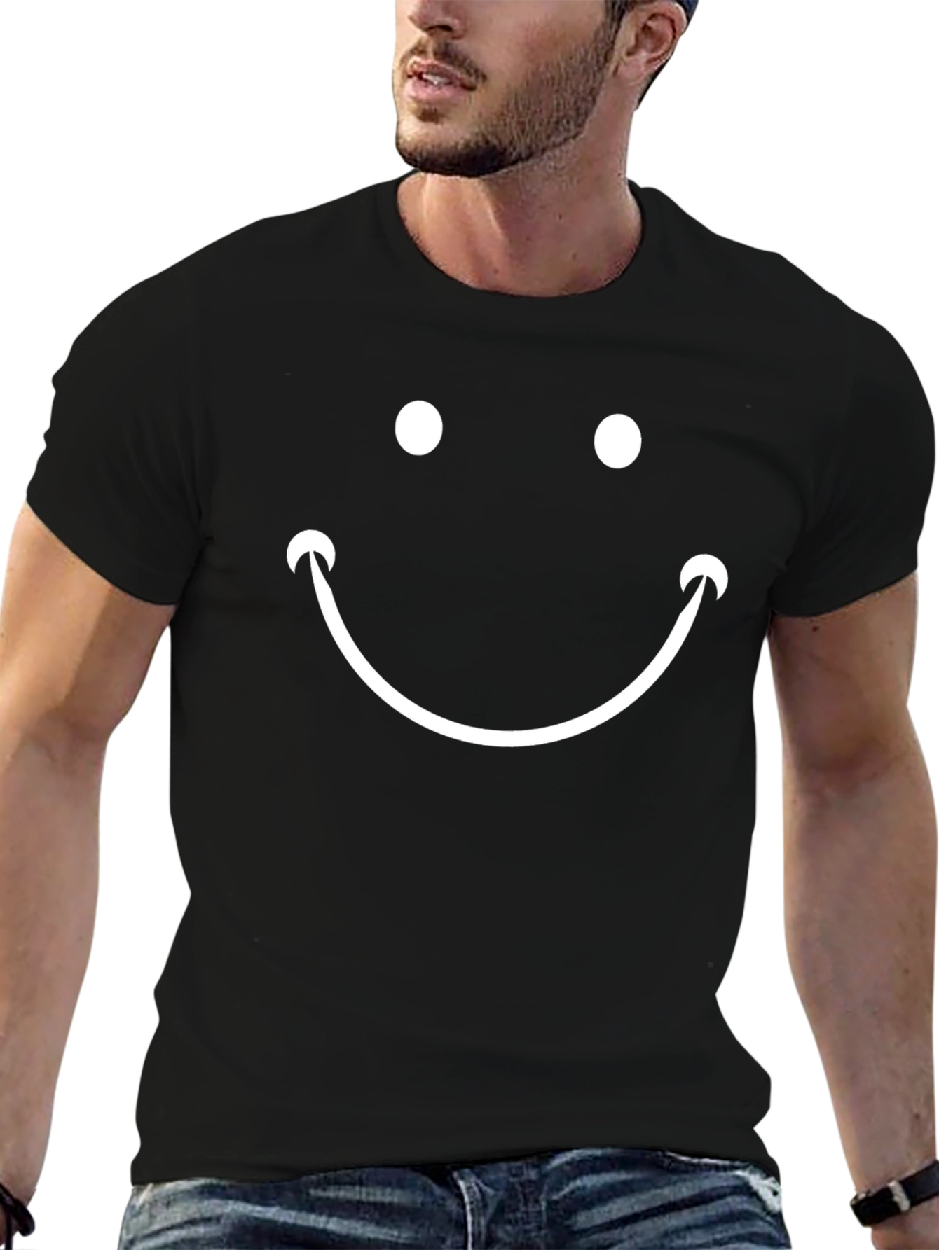 Smiley Face Graphic T-Shirt - Casual Wear