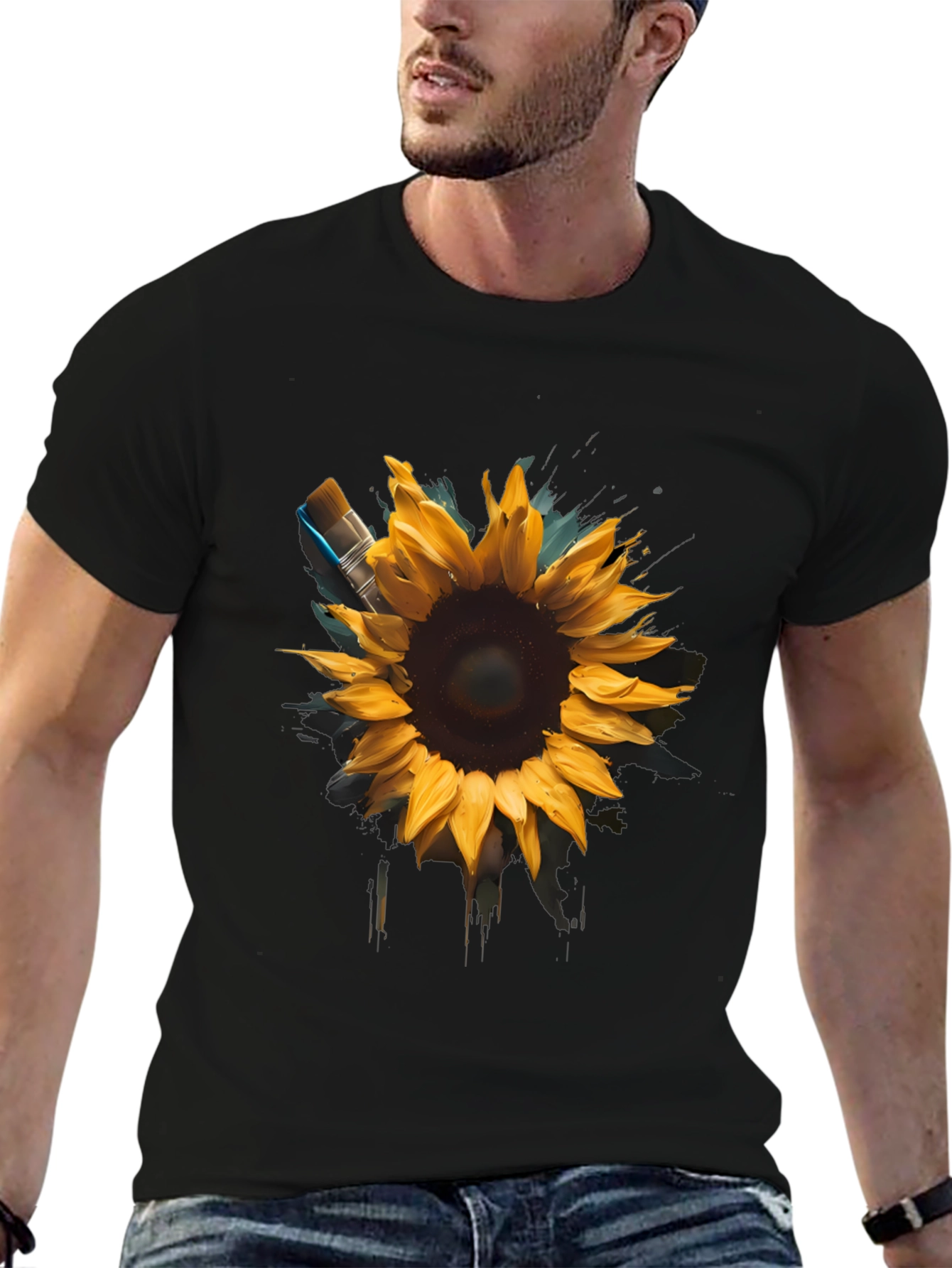 Sunflower Paintbrush Graphic Tee