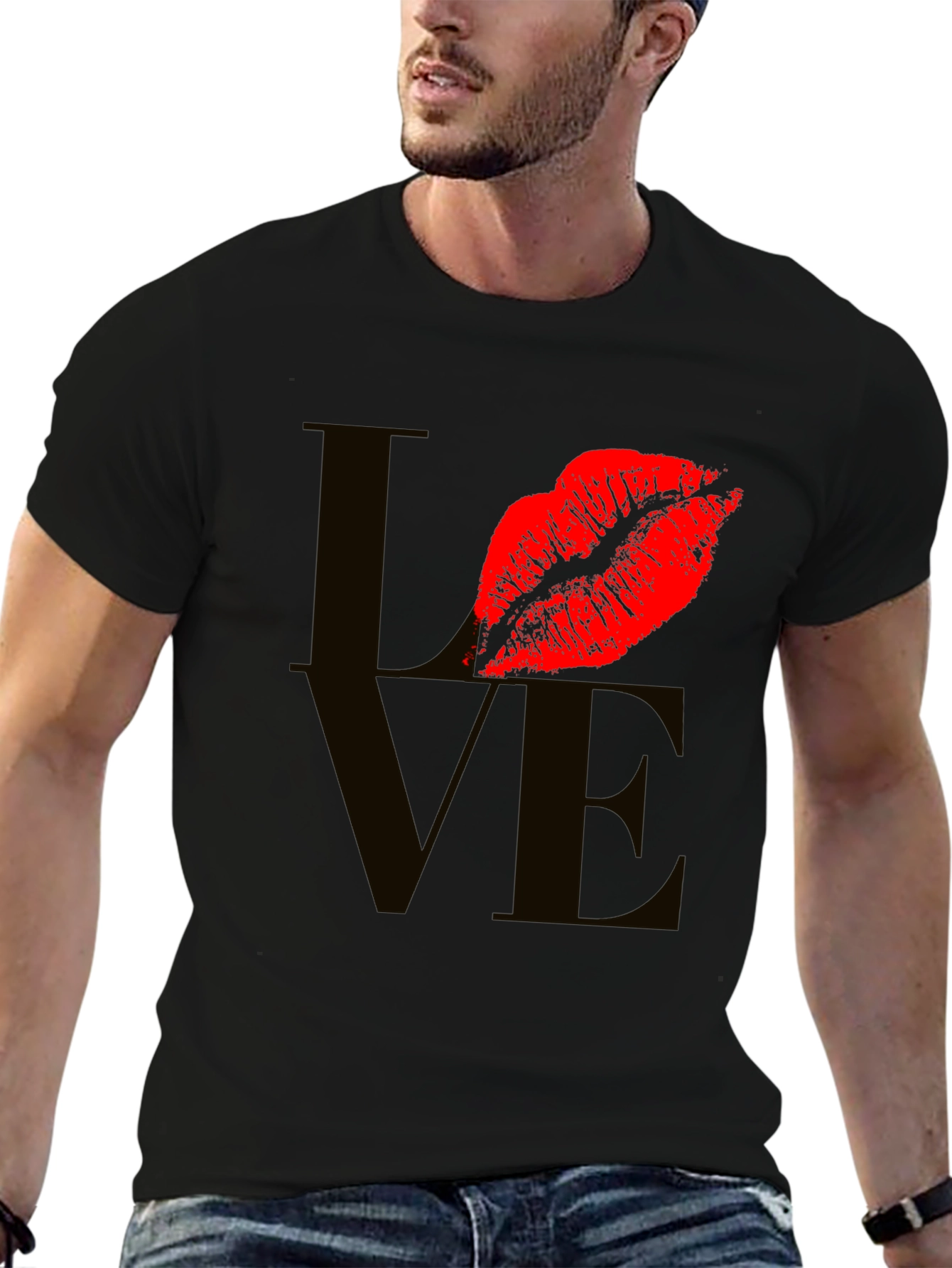 Love Lips Graphic Tee - Stylish Black T-Shirt