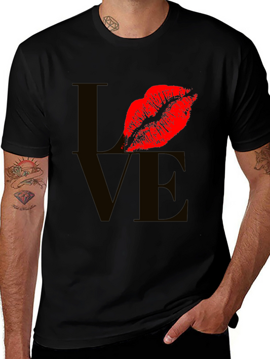 Love Lips Graphic Tee - Stylish Black T-Shirt
