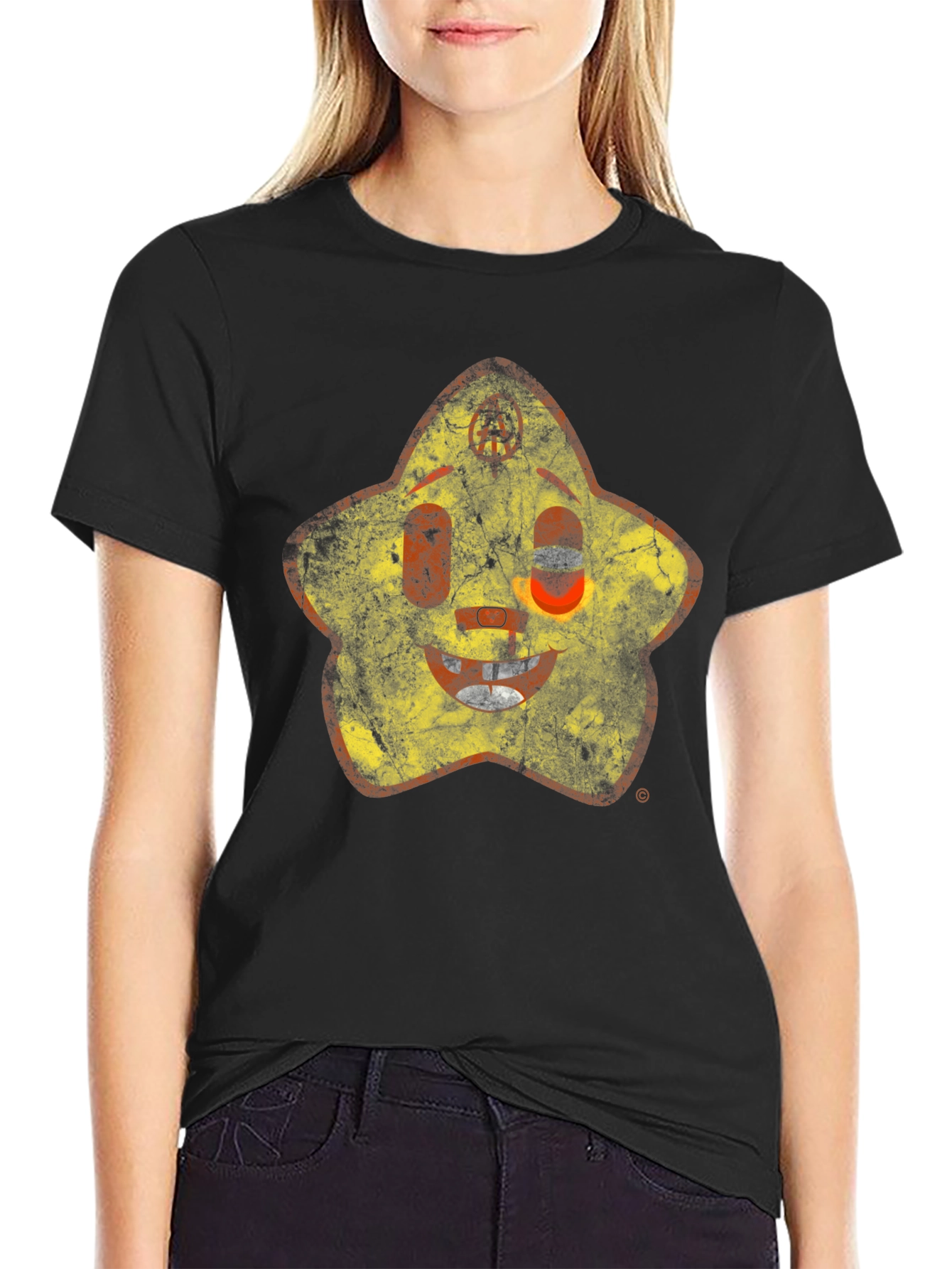 Retro Star Character Black T-Shirt