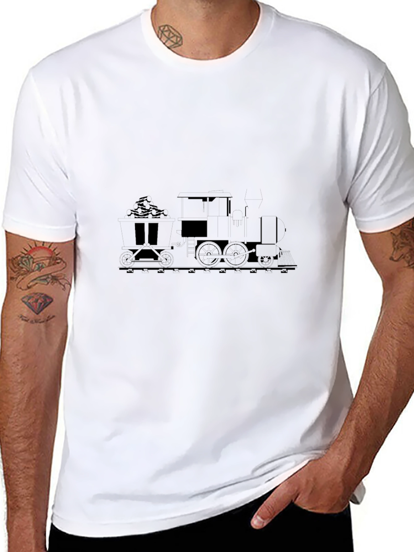 Steam Train Graphic T-Shirt - Black