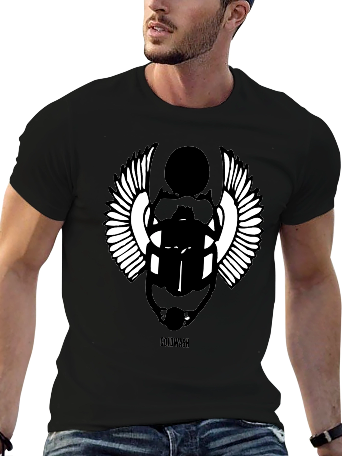 Egyptian Scarab Beetle Graphic Black T-Shirt