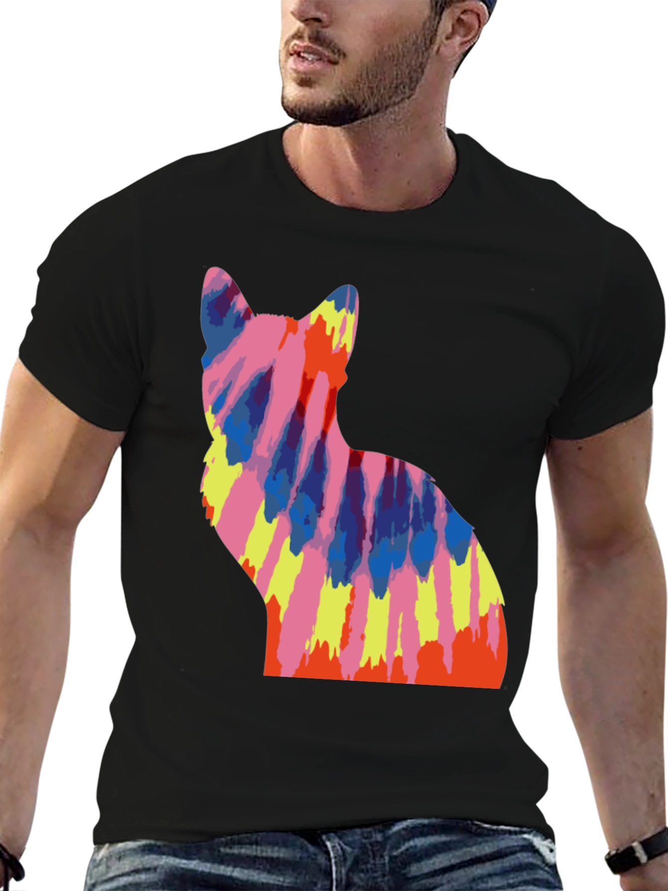 Tie Dye Cat Graphic Tee