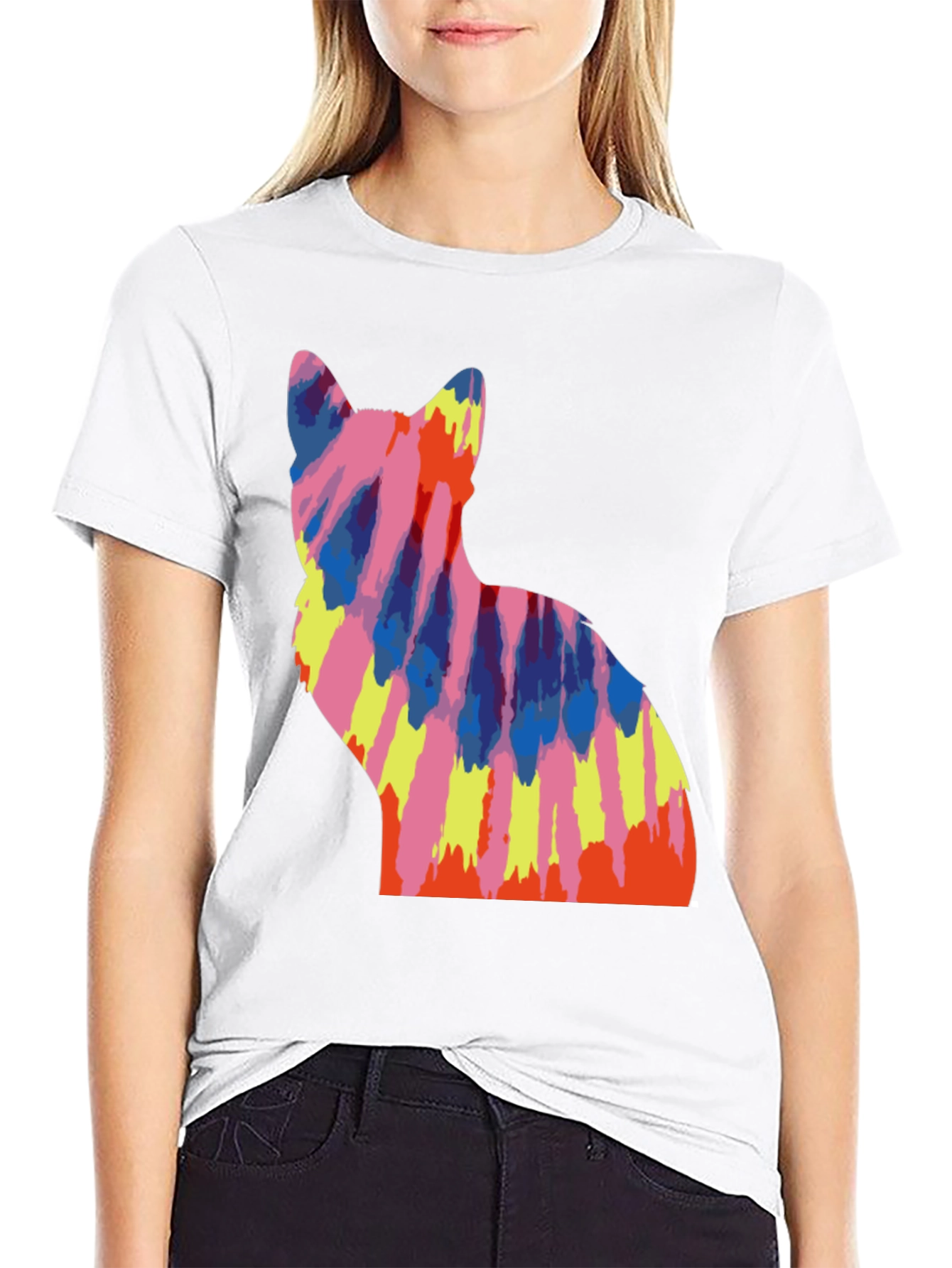 Tie Dye Cat Graphic Tee