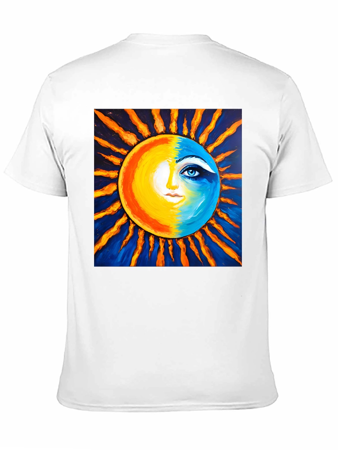 Sun and Moon Face Graphic Tee - Black