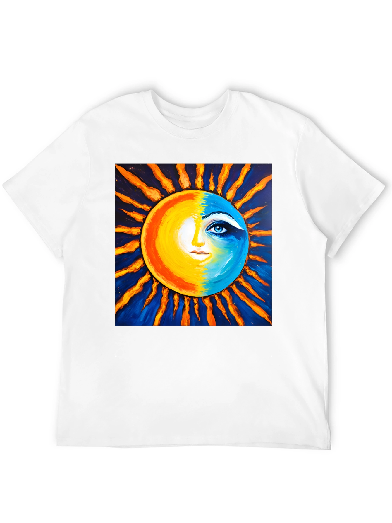 Sun and Moon Face Graphic Tee - Black