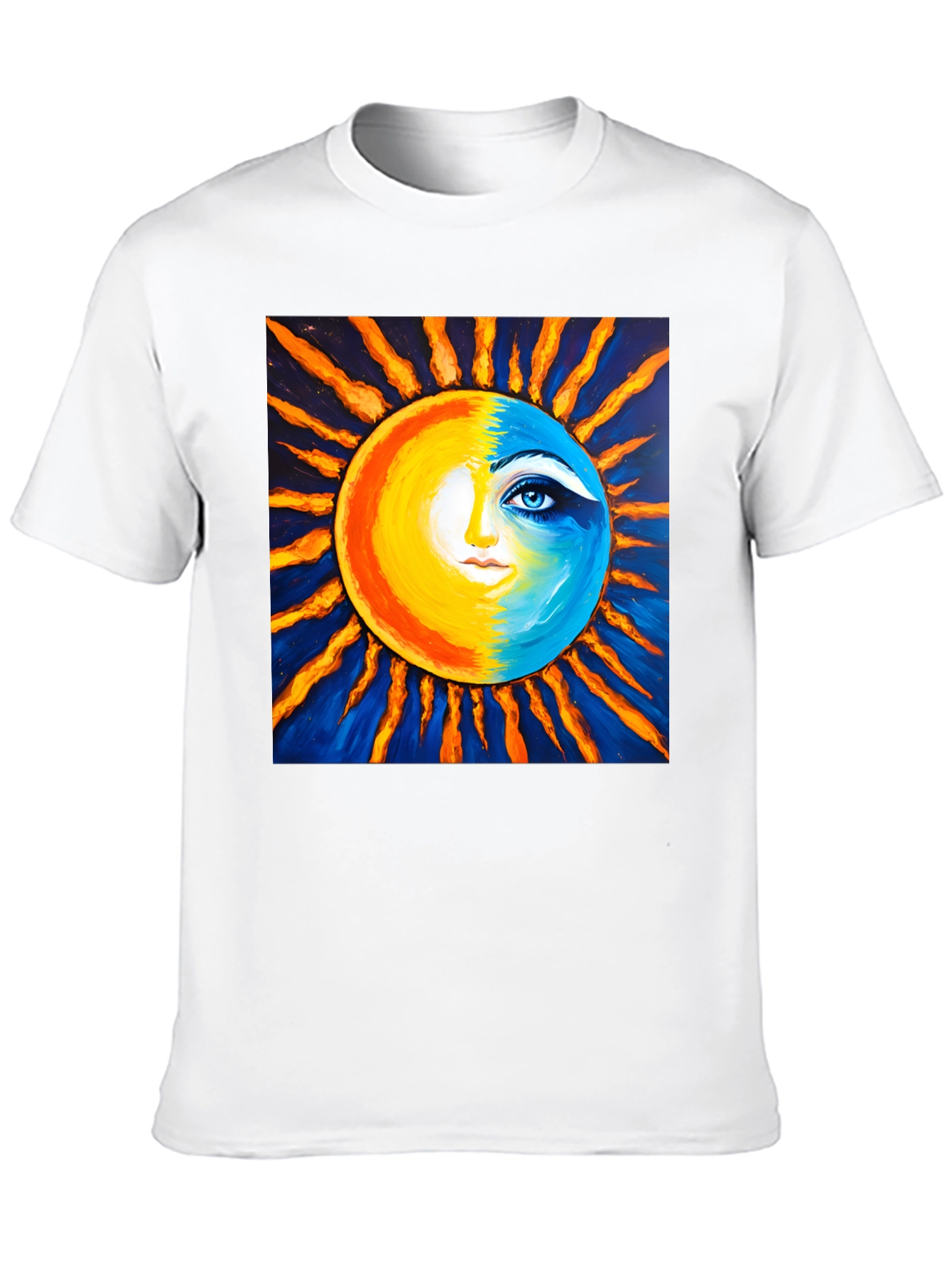 Sun and Moon Face Graphic Tee - Black