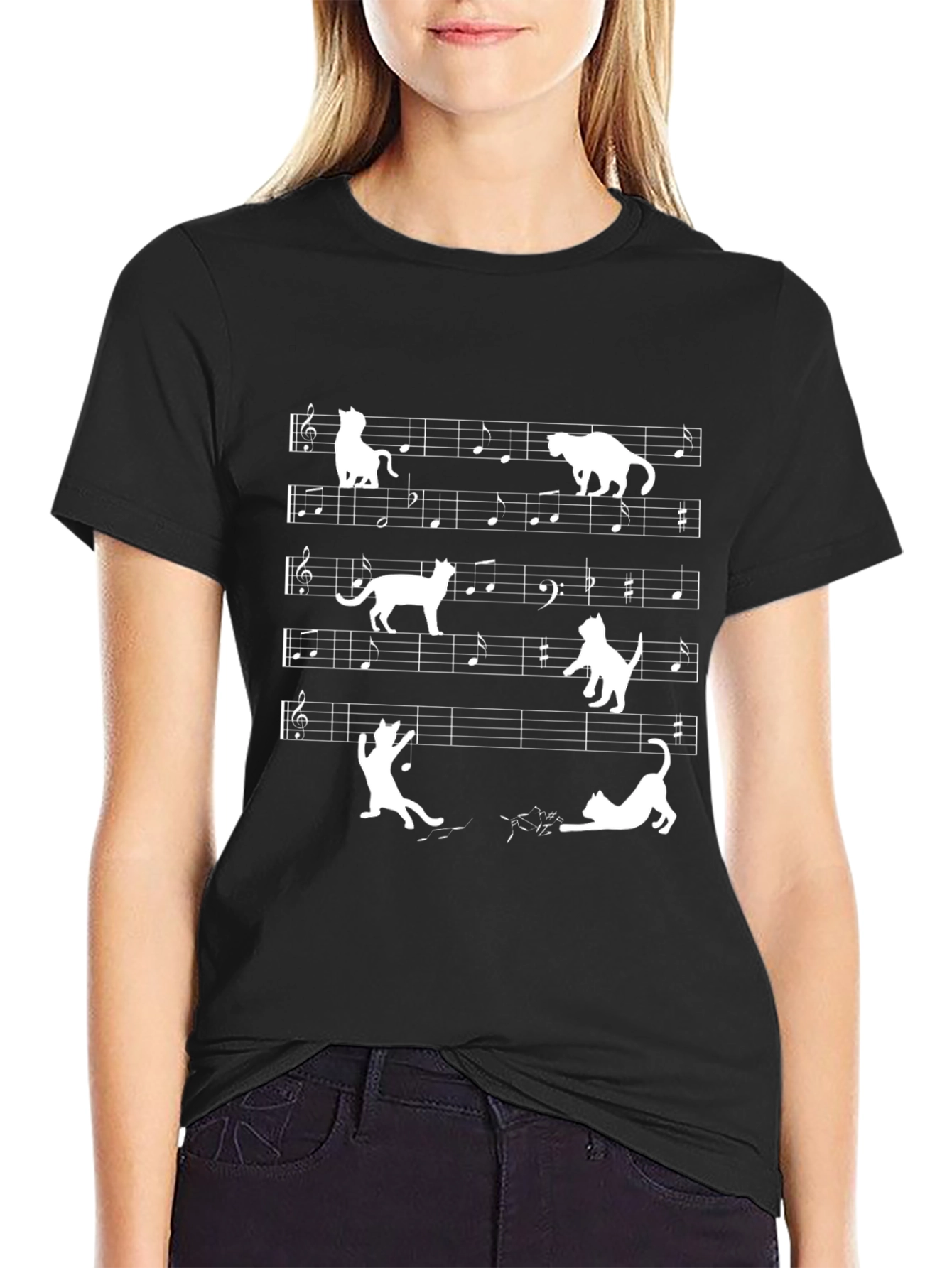 Musical Cats Black T-Shirt - Funny Graphic Tee