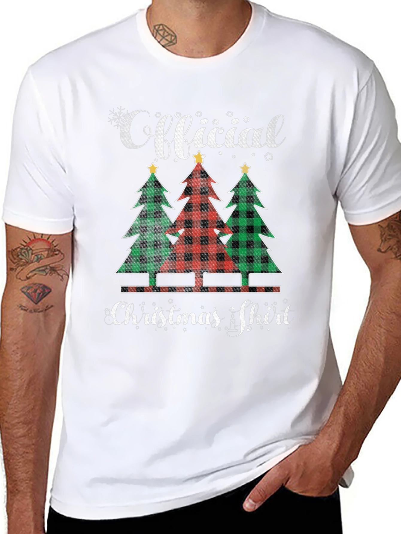 Official Christmas Shirt Plaid Tree Tee
