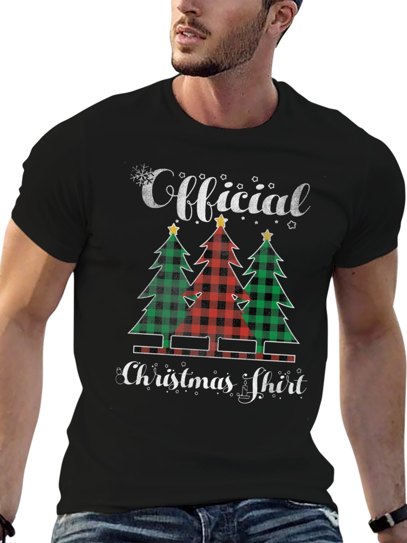 Official Christmas Shirt Plaid Tree Tee