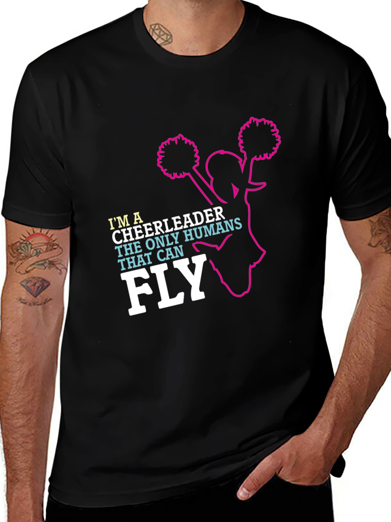 Im A Cheerleader Black Graphic Tee