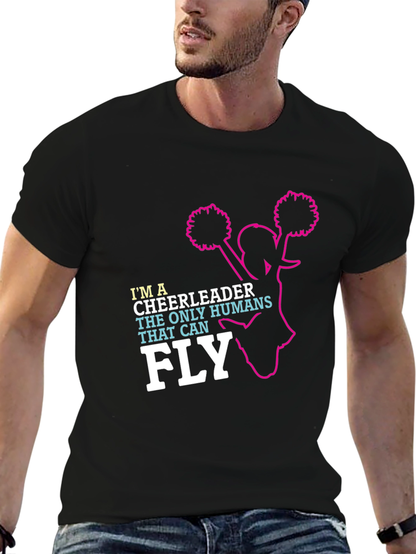 Im A Cheerleader Black Graphic Tee