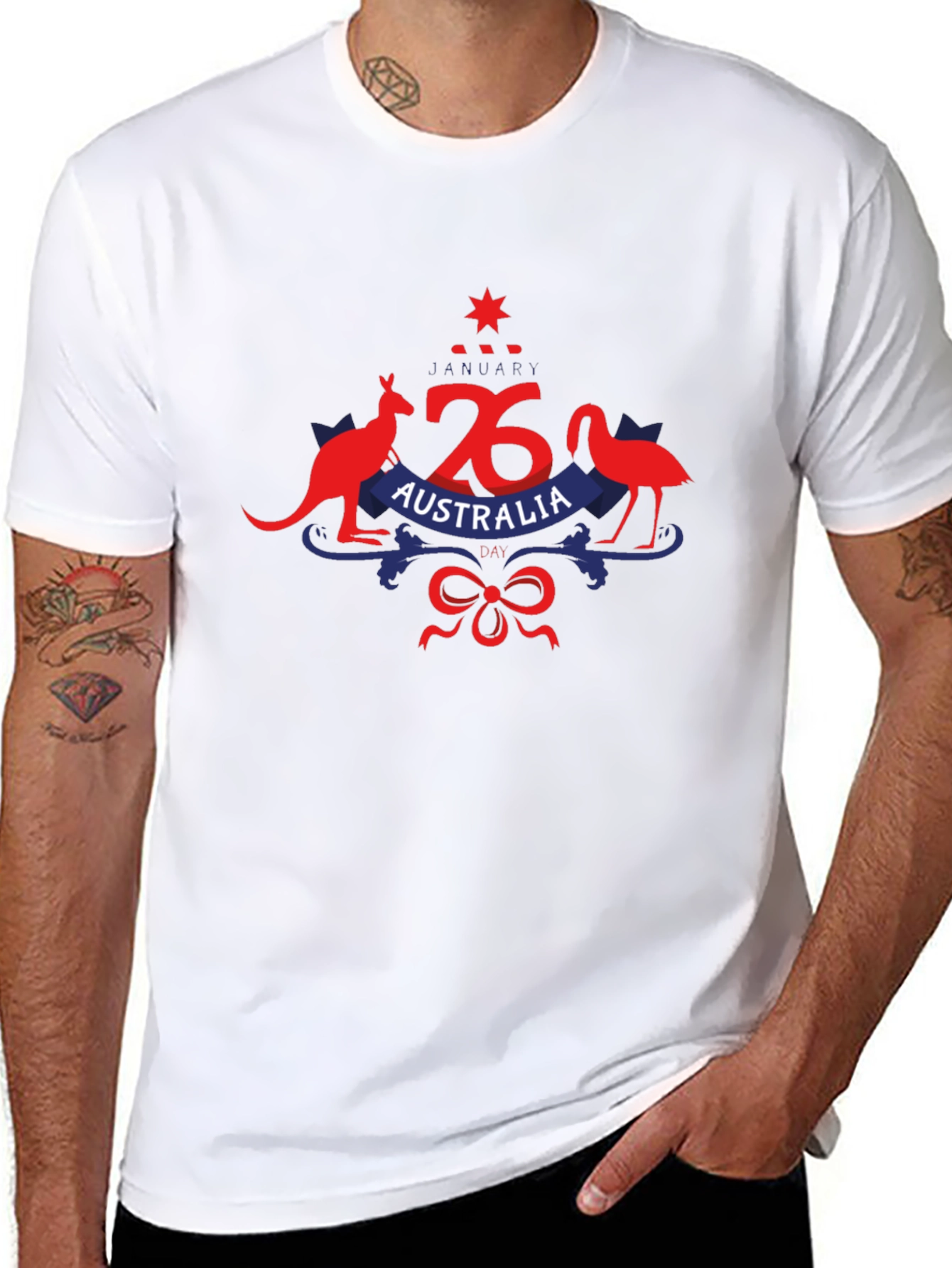 Australia Day Kangaroo & Emu Black T-Shirt