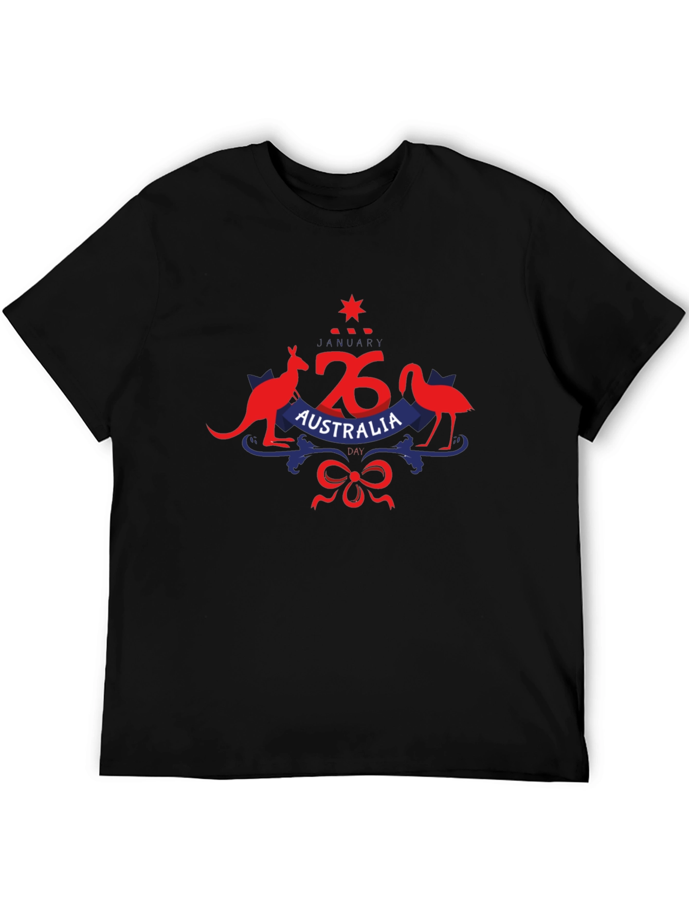 Australia Day Kangaroo & Emu Black T-Shirt