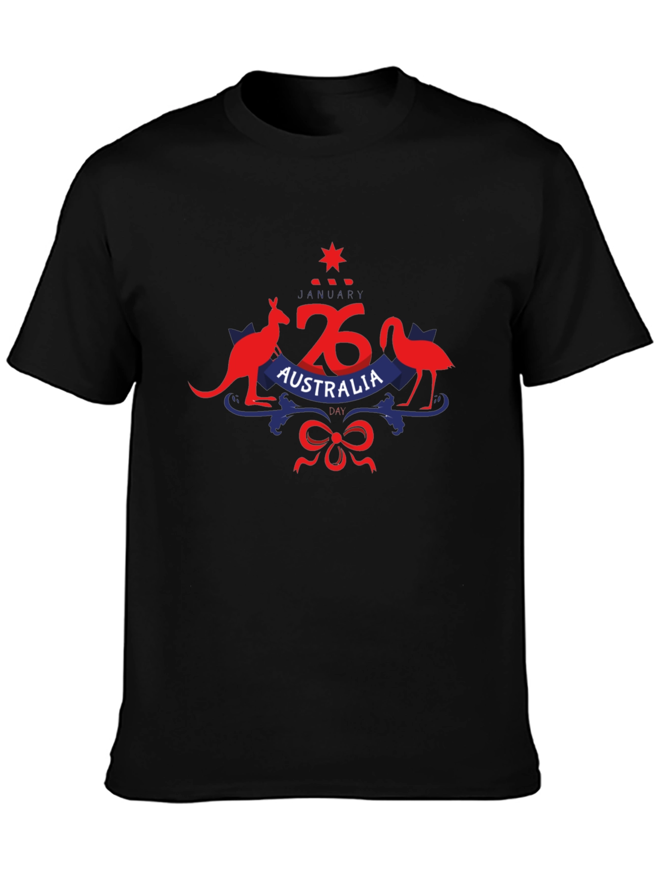 Australia Day Kangaroo & Emu Black T-Shirt