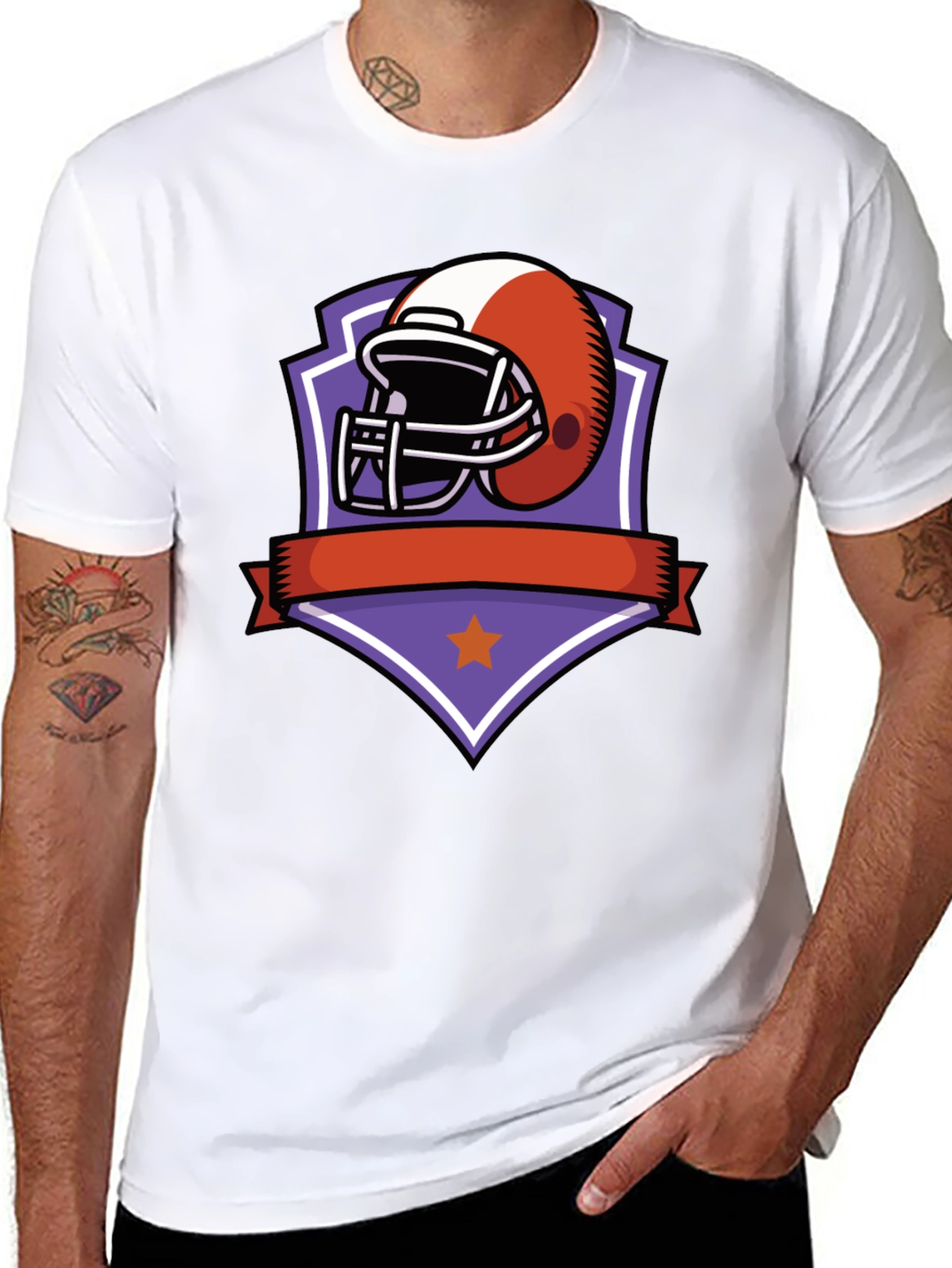 Football Helmet Graphic Tee - Black Cotton Shirt