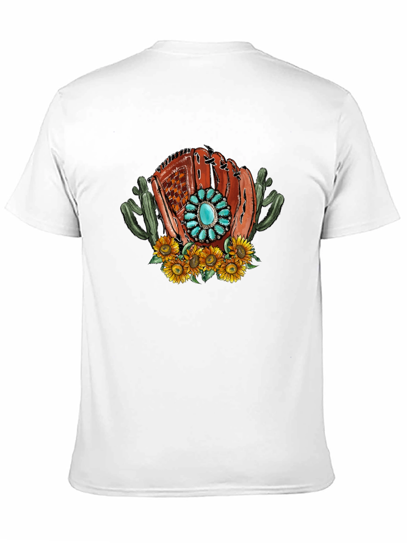 Baseball Glove Sunflower Graphic Tee