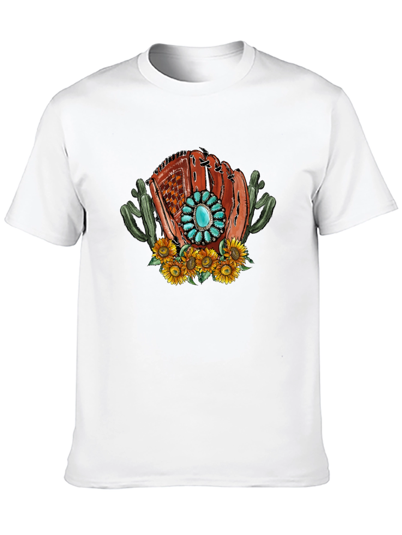 Baseball Glove Sunflower Graphic Tee