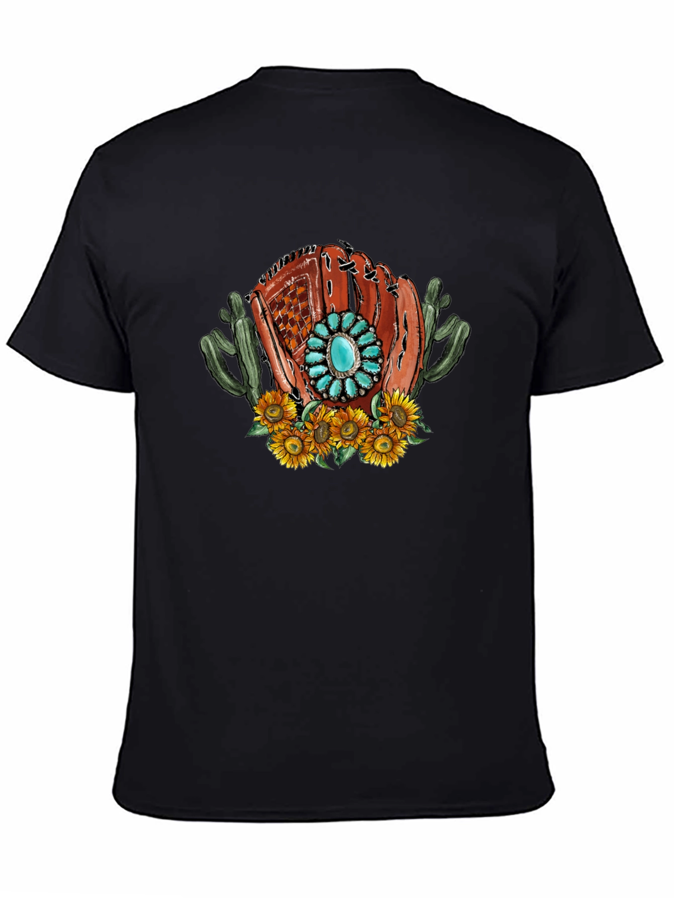 Baseball Glove Sunflower Graphic Tee