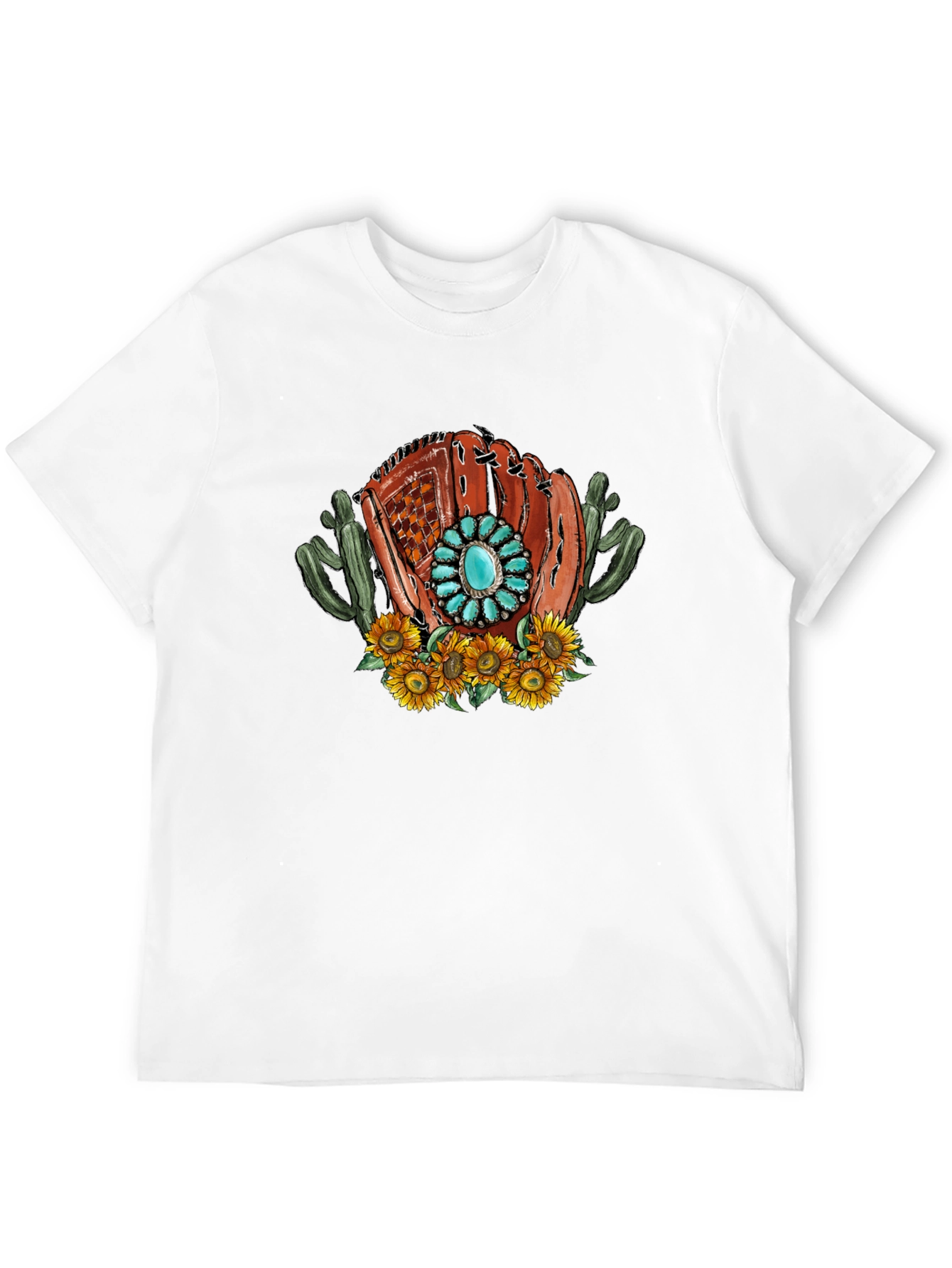Baseball Glove Sunflower Graphic Tee